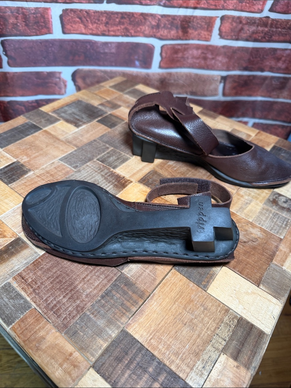 🥿 Trippen Brown Leather Platform Slingback Heels EU 38 (8 US) Germany - Picture 3 of 9